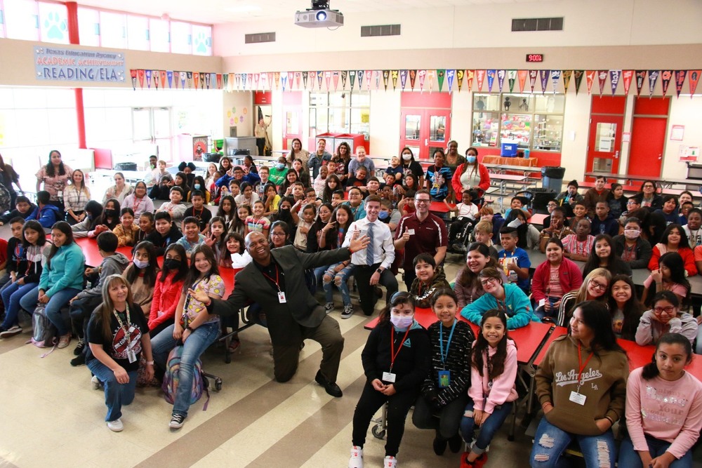 Long Intermediate School students and staff with KBTX Weather Team